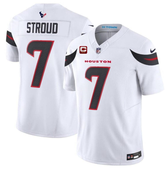 Men's Houston Texans #7 C.J. Stroud White 2024 Vapor F.U.S.E. With 2-star C Patch Limited Stitched Jersey Men's Houston Texans #7 C.J. Stroud White 2024 Vapor F.U.S.E. With 2-star C Patch Limited Stitched Jersey