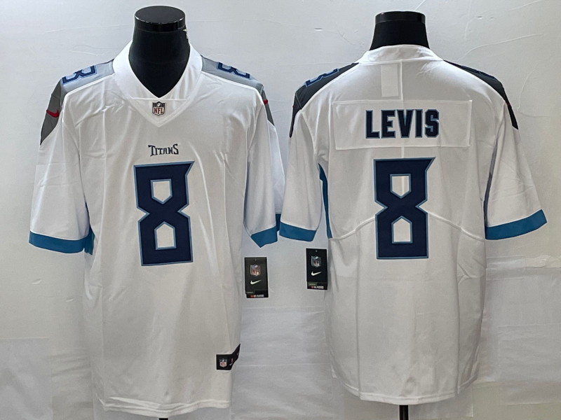 Men's Tennessee Titans #8 Will Levis White Vapor Untouchable Stitched Jersey Men's Tennessee Titans #8 Will Levis White Vapor Untouchable Stitched Jersey