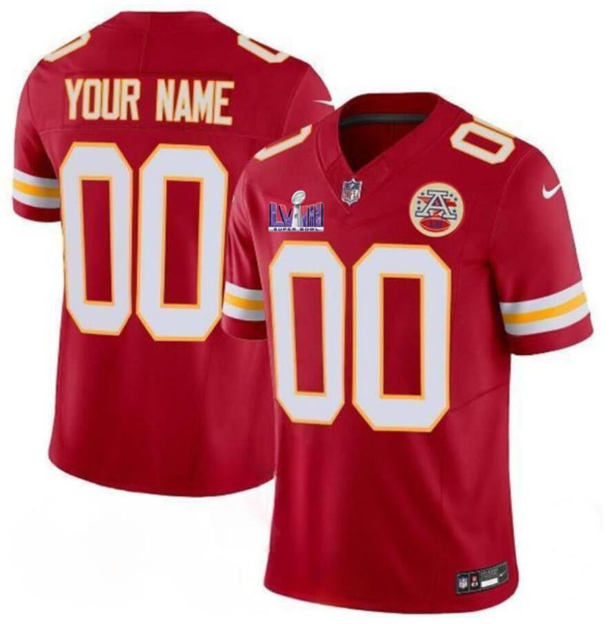 Men's Kansas City Chiefs Custom Red 2024 F.U.S.E. Super Bowl LVIII Patch Vapor Stitched Limited Football Jersey Men's Kansas City Chiefs Custom Red 2024 F.U.S.E. Super Bowl LVIII Patch Vapor Stitched Limited Football Jersey