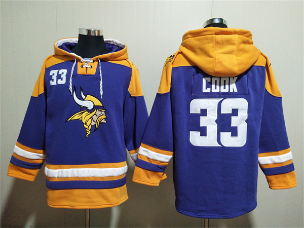 Men's Minnesota Vikings #33 Dalvin Cook Purple/Yellow Ageless Must-Have Lace-Up Pullover Hoodie Men's Minnesota Vikings #33 Dalvin Cook Purple/Yellow Ageless Must-Have Lace-Up Pullover Hoodie