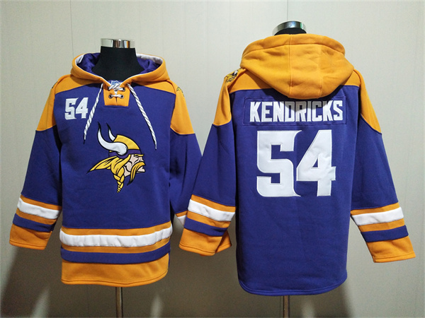 Men's Minnesota Vikings #54 Eric Kendricks Purple/Yellow Ageless Must-Have Lace-Up Pullover Hoodie Men's Minnesota Vikings #54 Eric Kendricks Purple/Yellow Ageless Must-Have Lace-Up Pullover Hoodie