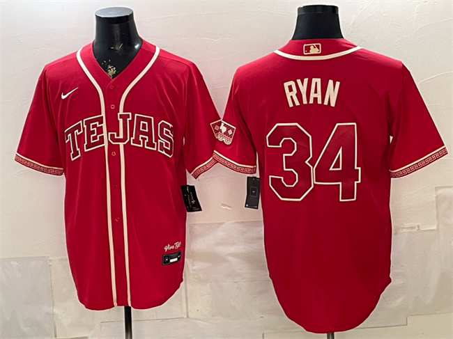 Men's Texas Rangers #34 Nolan Ryan Red 2026 City Connect Stadium Stitched Baseball Jersey