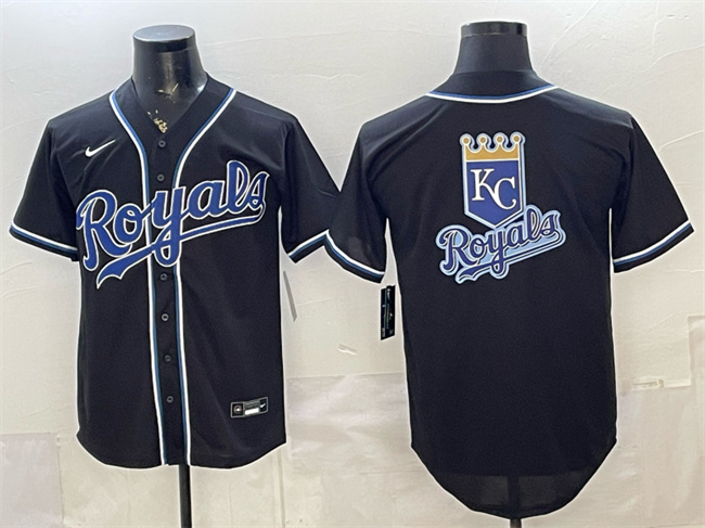 Men's Kansas City Royals Team Big Logo 2026 Fashion Replica Black Out Stitched Baseball Jersey