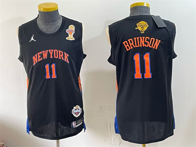 Men's New Yok Knicks #11 Jalen Brunson Black 2026 Finals Champions Patch Statement Edition Stitched Jersey Men's New Yok Knicks #11 Jalen Brunson Black 2026 Finals Champions Patch Statement Edition Stitched Jersey