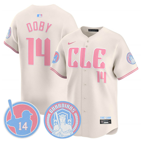 Men's Cleveland Guardians ACTIVE PLAYER Custom Cream Bubblegum Pink 2025 Vapor Limited Stitched Baseball Jersey