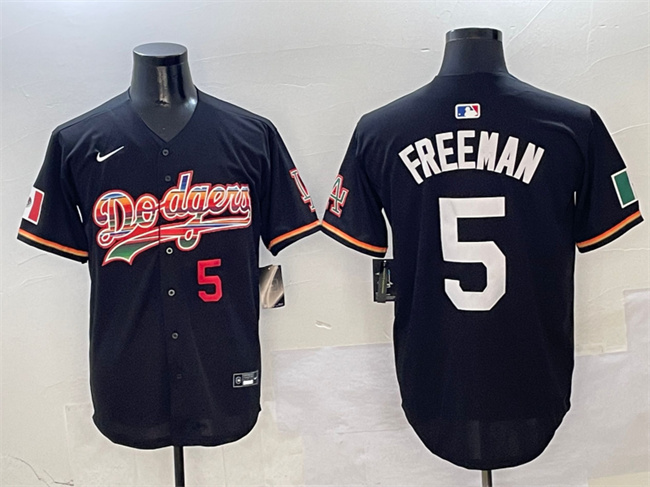 Men's Los Angeles Dodgers #5 Freddie Freeman Black Mexico Limited Stitched Baseball Jersey Men's Los Angeles Dodgers #5 Freddie Freeman Black Mexico Limited Stitched Baseball Jersey