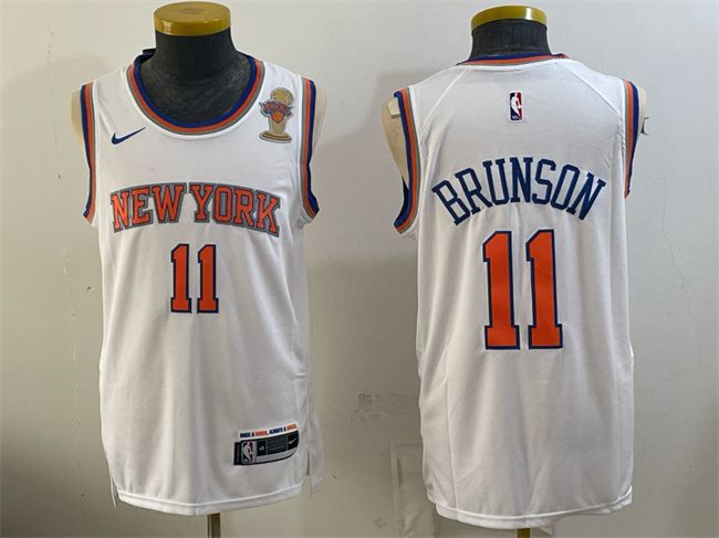 Men's New Yok Knicks #11 Jalen Brunson White 2026 Finals Champions Patch Stitched Jersey Men's New Yok Knicks #11 Jalen Brunson White 2026 Finals Champions Patch Stitched Jersey