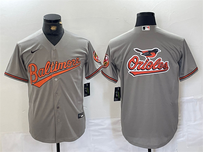 Men's Baltimore Orioles Gray Team Big Logo Cool Base Stitched Jersey Men's Baltimore Orioles Gray Team Big Logo Cool Base Stitched Jersey