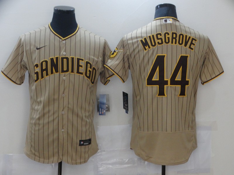 Men's San Diego Padres #44 Joe Musgrove Tan Brown Flex Base Stitched Baseball Jersey