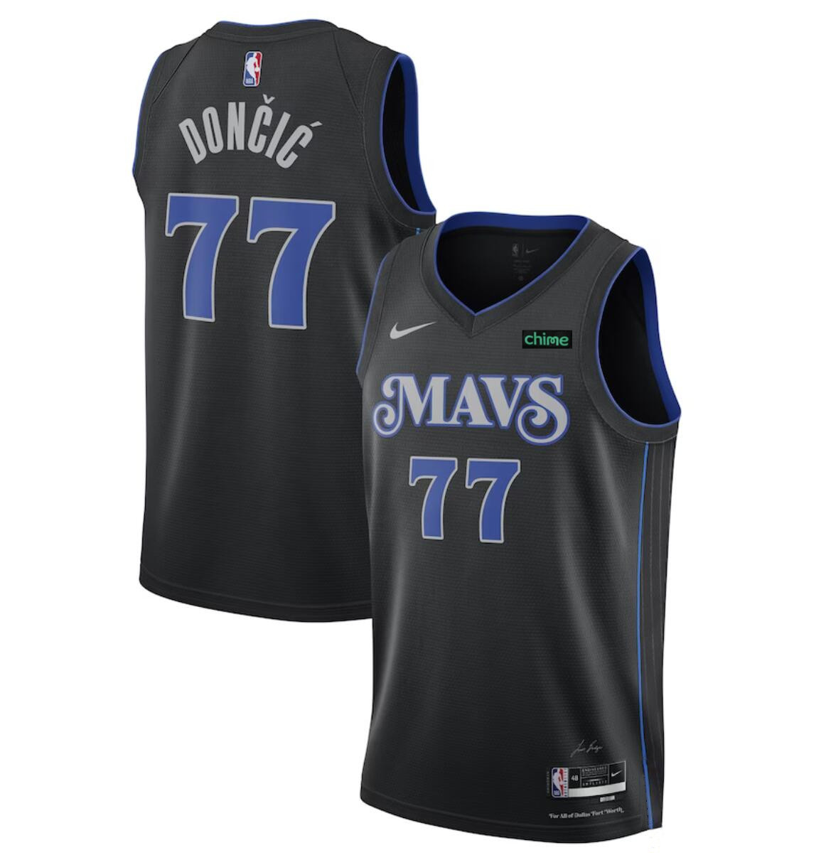 Men's Dallas Mavericks #77 Luka Doncic Black 2023-24 City Edition Stitched Basketball Jersey Men's Dallas Mavericks #77 Luka Doncic Black 2023-24 City Edition Stitched Basketball Jersey