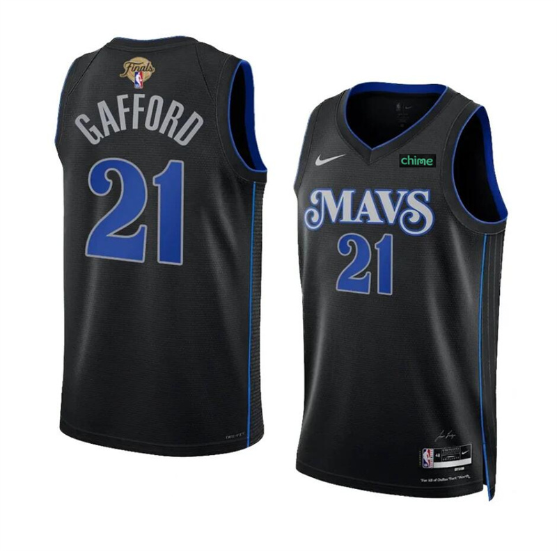 Men's Dallas Mavericks #21 Daniel Gafford Black 2024 Finals City Edition Stitched Basketball Jersey Men's Dallas Mavericks #21 Daniel Gafford Black 2024 Finals City Edition Stitched Basketball Jersey
