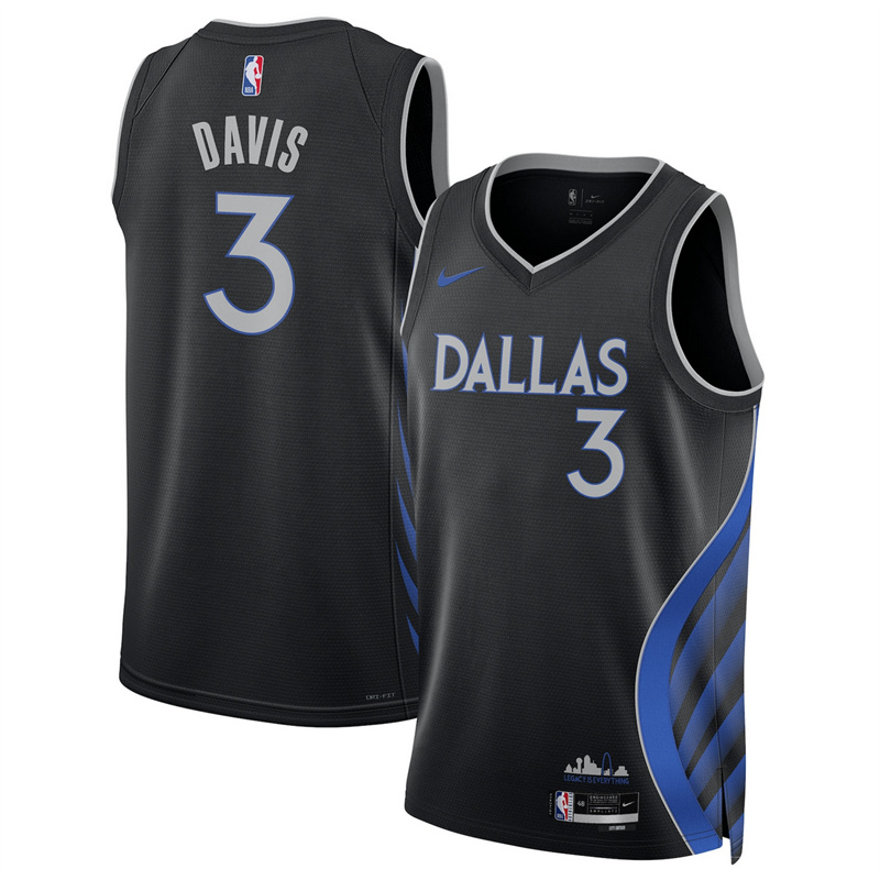 Men's Dallas Mavericks #3 Anthony Davis Black 2025/26 City Edition Stitched Basketball Jersey