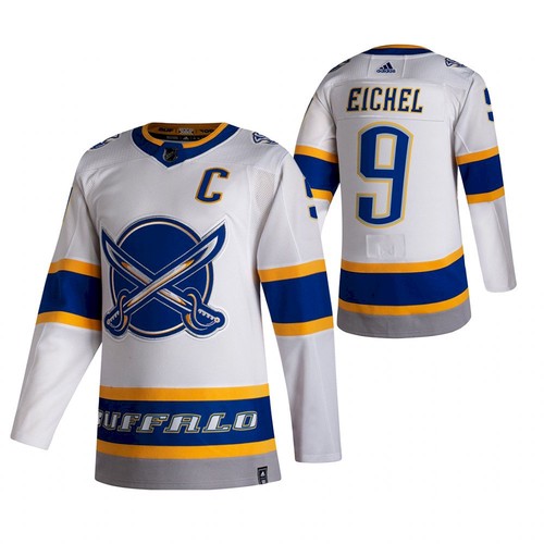 Men's Buffalo Sabres Adidas White #9 Jack Eichel 2020-21 Reverse Retro Stitched Jersey Men's Buffalo Sabres Adidas White #9 Jack Eichel 2020-21 Reverse Retro Stitched Jersey