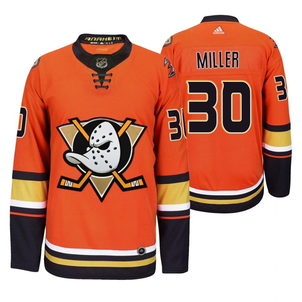 Anaheim Ducks #30 Ryan Miller Men's 2019-20 Third Orange Alternate Stitched NHL Jersey Anaheim Ducks #30 Ryan Miller Men's 2019-20 Third Orange Alternate Stitched NHL Jersey