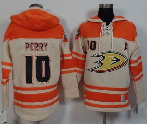 Ducks #10 Corey Perry Cream/Orange Sawyer Hooded Sweatshirt Stitched NHL Jersey Ducks #10 Corey Perry Cream/Orange Sawyer Hooded Sweatshirt Stitched NHL Jersey