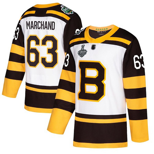 Adidas Bruins #63 Brad Marchand White Authentic 2019 Winter Classic Stanley Cup Final Bound Stitched NHL Jersey Adidas Bruins #63 Brad Marchand White Authentic 2019 Winter Classic Stanley Cup Final Bound Stitched NHL Jersey