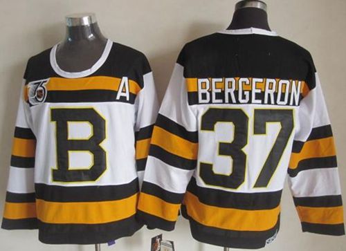 Bruins #37 Patrice Bergeron White CCM Throwback 75TH Stitched NHL Jersey Bruins #37 Patrice Bergeron White CCM Throwback 75TH Stitched NHL Jersey