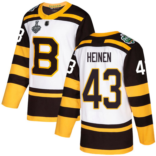 Adidas Bruins #43 Danton Heinen White Authentic 2019 Winter Classic Stanley Cup Final Bound Stitched NHL Jersey