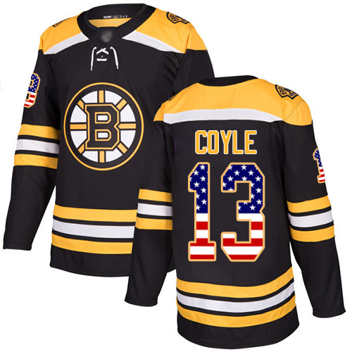 Adidas Bruins #13 Charlie Coyle Black Home Authentic USA Flag Stitched NHL Jersey Adidas Bruins #13 Charlie Coyle Black Home Authentic USA Flag Stitched NHL Jersey