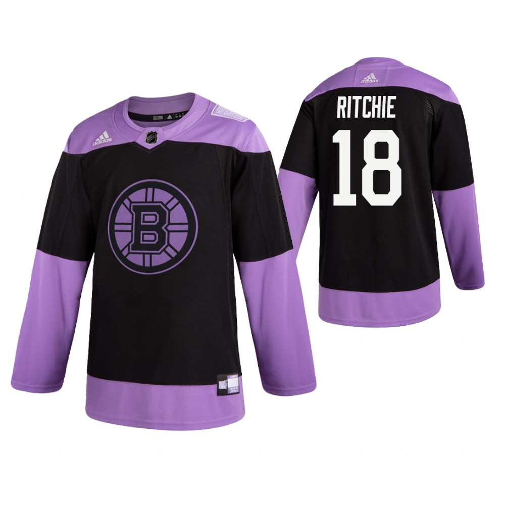 Adidas Bruins #18 Brett Ritchie Men's Black Hockey Fights Cancer Practice NHL Jersey Adidas Bruins #18 Brett Ritchie Men's Black Hockey Fights Cancer Practice NHL Jersey
