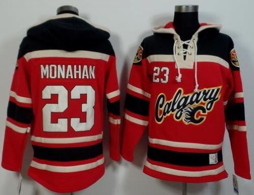 Flames #23 Sean Monahan Red/Black Sawyer Hooded Sweatshirt Stitched NHL Jersey Flames #23 Sean Monahan Red/Black Sawyer Hooded Sweatshirt Stitched NHL Jersey