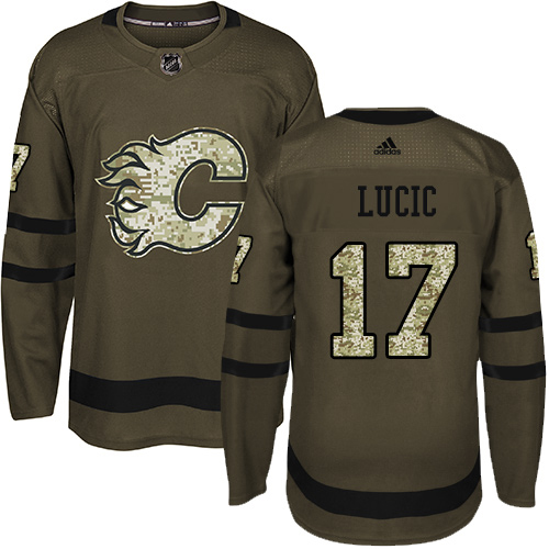 Adidas Flames #17 Milan Lucic Green Salute to Service Stitched NHL Jersey Adidas Flames #17 Milan Lucic Green Salute to Service Stitched NHL Jersey