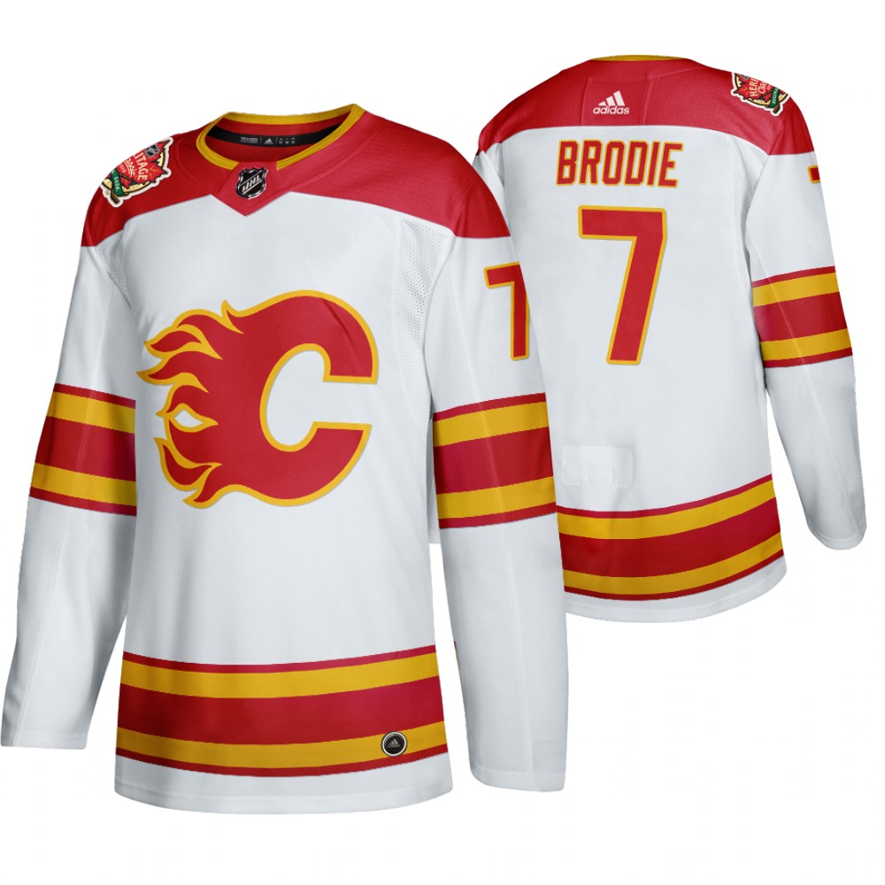 Calgary Flames #7 T.J. Brodie Men's 2019-20 Heritage Classic Authentic White Stitched NHL Jersey Calgary Flames #7 T.J. Brodie Men's 2019-20 Heritage Classic Authentic White Stitched NHL Jersey