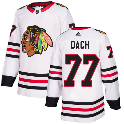 Adidas Blackhawks #77 Kirby Dach White Road Authentic Stitched NHL Jersey