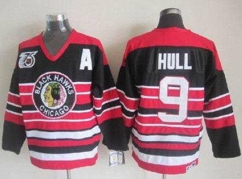 Blackhawks #9 Bobby Hull Red/Black 75TH CCM Stitched NHL Jersey Blackhawks #9 Bobby Hull Red/Black 75TH CCM Stitched NHL Jersey