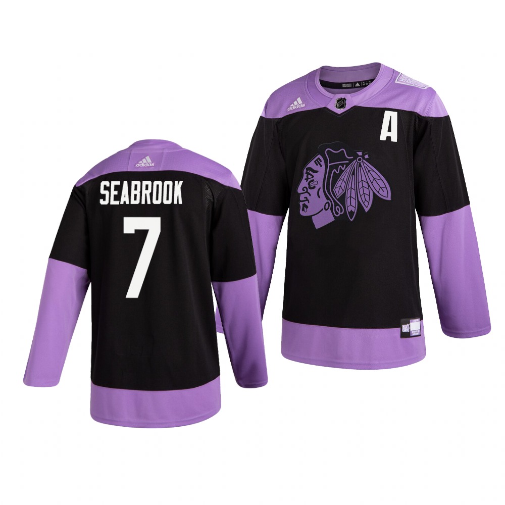 Chicago Blackhawks #7 Brent Seabrook Adidas Men's Hockey Fights Cancer Practice NHL Jersey Black