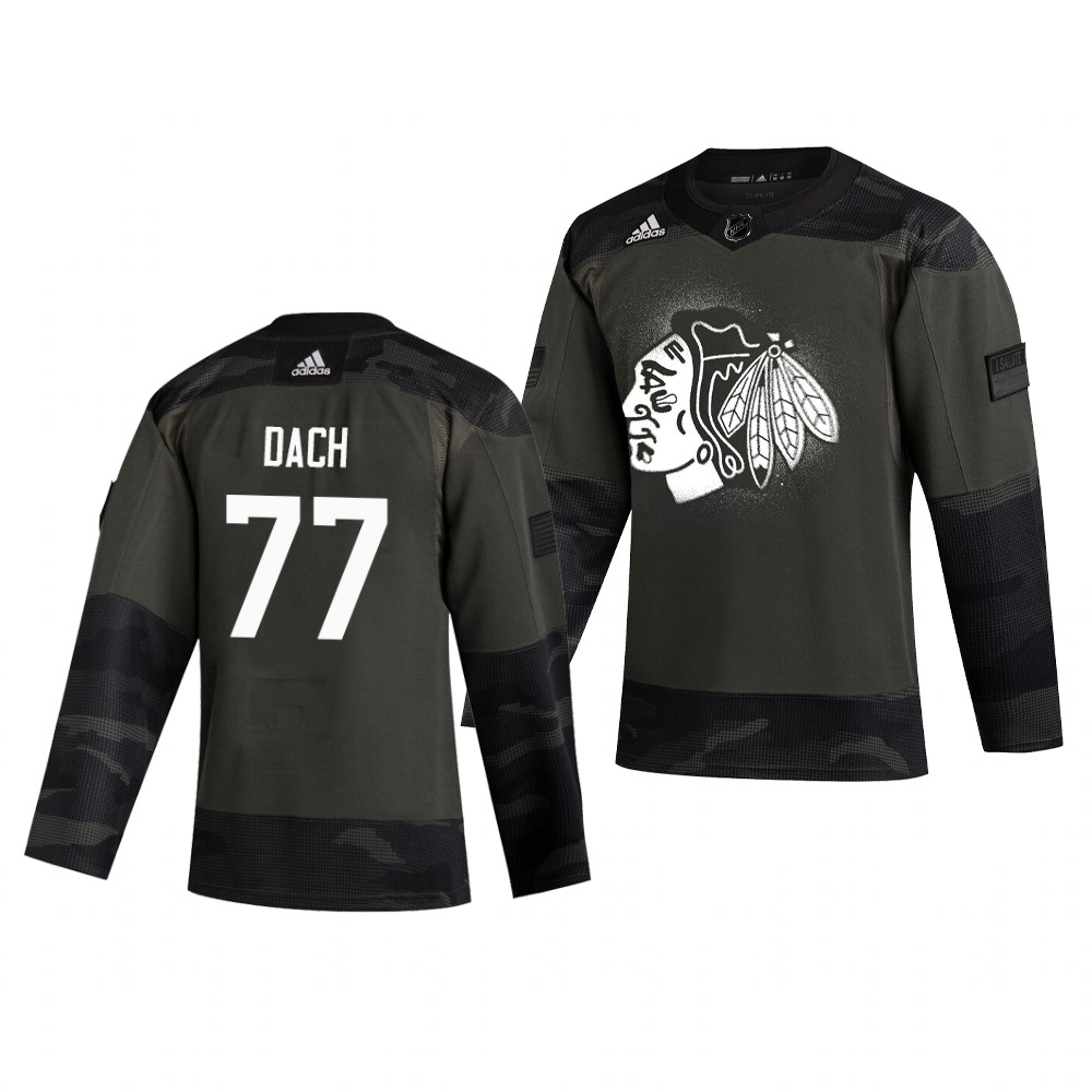 Chicago Blackhawks #77 Kirby Dach Adidas 2019 Veterans Day Men's Authentic Practice NHL Jersey Camo