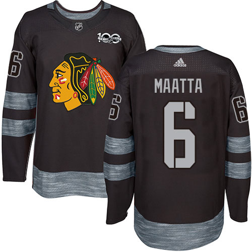 Adidas Blackhawks #6 Olli Maatta Black 1917-2017 100th Anniversary Stitched NHL Jersey