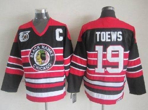 Blackhawks #19 Jonathan Toews Red/Black 75TH CCM Stitched NHL Jersey Blackhawks #19 Jonathan Toews Red/Black 75TH CCM Stitched NHL Jersey