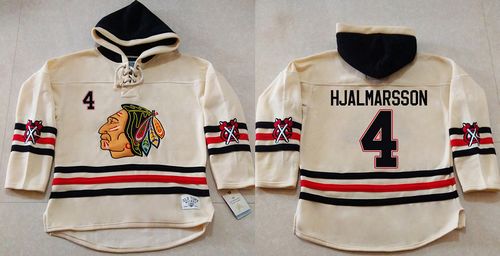 Blackhawks #4 Niklas Hjalmarsson Cream Heavyweight Pullover Hoodie Stitched NHL Jersey Blackhawks #4 Niklas Hjalmarsson Cream Heavyweight Pullover Hoodie Stitched NHL Jersey