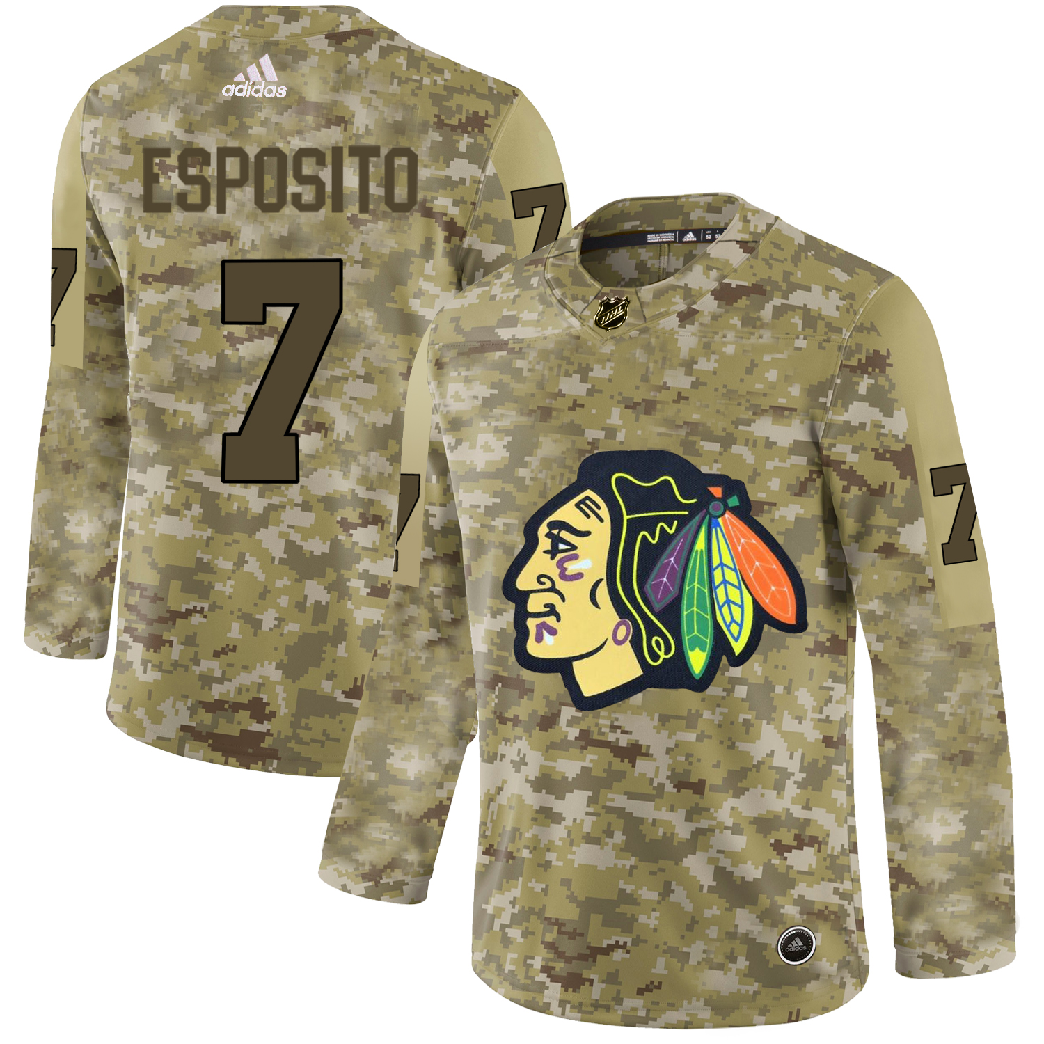 Adidas Blackhawks #7 Tony Esposito Camo Authentic Stitched NHL Jersey Adidas Blackhawks #7 Tony Esposito Camo Authentic Stitched NHL Jersey
