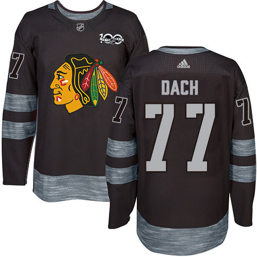 Adidas Blackhawks #77 Kirby Dach Black 1917-2017 100th Anniversary Stitched NHL Jersey
