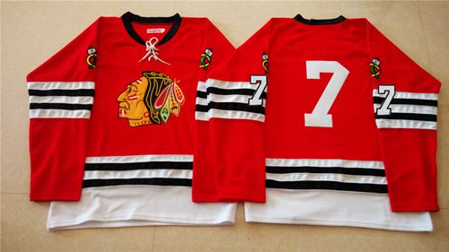 Mitchell And Ness 1960-61 Blackhawks #7 Chris Chelios Red Stitched NHL Jersey Mitchell And Ness 1960-61 Blackhawks #7 Chris Chelios Red Stitched NHL Jersey