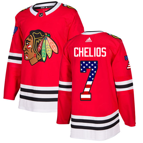 Adidas Blackhawks #7 Chris Chelios Red Home Authentic USA Flag Stitched NHL Jersey Adidas Blackhawks #7 Chris Chelios Red Home Authentic USA Flag Stitched NHL Jersey