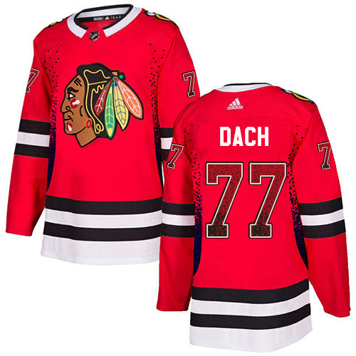 Adidas Blackhawks #77 Kirby Dach Red Home Authentic Drift Fashion Stitched NHL Jersey