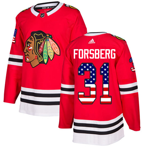 Adidas Blackhawks #31 Anton Forsberg Red Home Authentic USA Flag Stitched NHL Jersey Adidas Blackhawks #31 Anton Forsberg Red Home Authentic USA Flag Stitched NHL Jersey