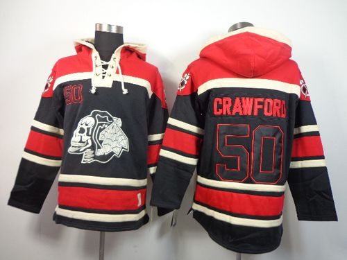 Blackhawks #50 Corey Crawford Black Sawyer Hooded Sweatshirt Stitched NHL Jersey Blackhawks #50 Corey Crawford Black Sawyer Hooded Sweatshirt Stitched NHL Jersey