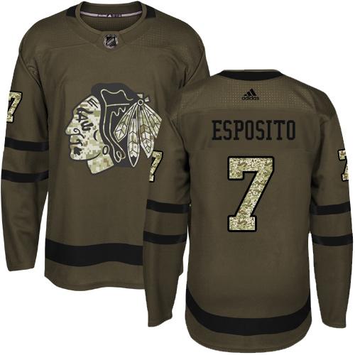 Adidas Blackhawks #7 Tony Esposito Green Salute to Service Stitched NHL Jersey Adidas Blackhawks #7 Tony Esposito Green Salute to Service Stitched NHL Jersey