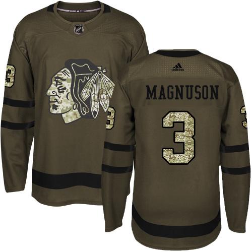 Adidas Blackhawks #3 Keith Magnuson Green Salute to Service Stitched NHL Jersey Adidas Blackhawks #3 Keith Magnuson Green Salute to Service Stitched NHL Jersey