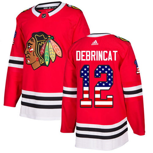 Adidas Blackhawks #12 Alex DeBrincat Red Home Authentic USA Flag Stitched NHL Jersey Adidas Blackhawks #12 Alex DeBrincat Red Home Authentic USA Flag Stitched NHL Jersey