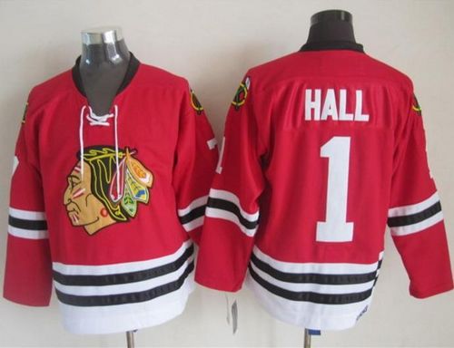 Blackhawks #1 Glenn Hall Stitched Red CCM Throwback NHL Jersey Blackhawks #1 Glenn Hall Stitched Red CCM Throwback NHL Jersey