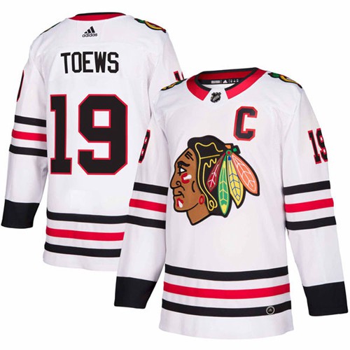 Adidas Blackhawks #19 Jonathan Toews White Road Authentic Stitched NHL Jersey Adidas Blackhawks #19 Jonathan Toews White Road Authentic Stitched NHL Jersey