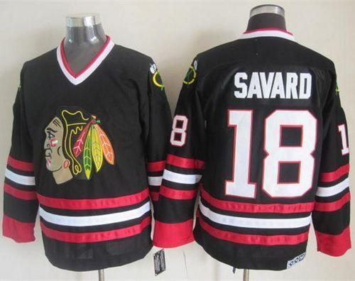Blackhawks #18 Denis Savard Black CCM Throwback Stitched NHL Jersey Blackhawks #18 Denis Savard Black CCM Throwback Stitched NHL Jersey