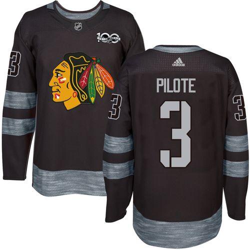 Adidas Blackhawks #3 Pierre Pilote Black 1917-2017 100th Anniversary Stitched NHL Jersey Adidas Blackhawks #3 Pierre Pilote Black 1917-2017 100th Anniversary Stitched NHL Jersey