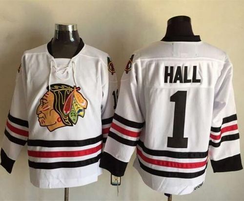 Blackhawks #1 Glenn Hall White CCM Throwback Stitched NHL Jersey Blackhawks #1 Glenn Hall White CCM Throwback Stitched NHL Jersey