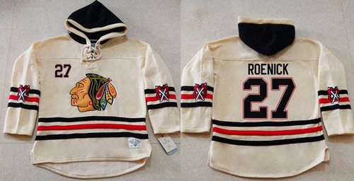 Blackhawks #27 Jeremy Roenick Cream Heavyweight Pullover Hoodie Stitched NHL Jersey Blackhawks #27 Jeremy Roenick Cream Heavyweight Pullover Hoodie Stitched NHL Jersey